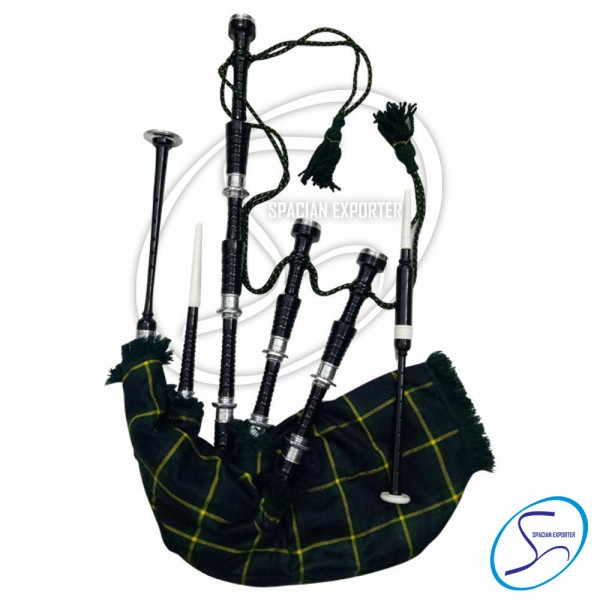 SCOTTISH KILTS INSTRUMENTS BAG PIPE BLACK FINISH GORDON