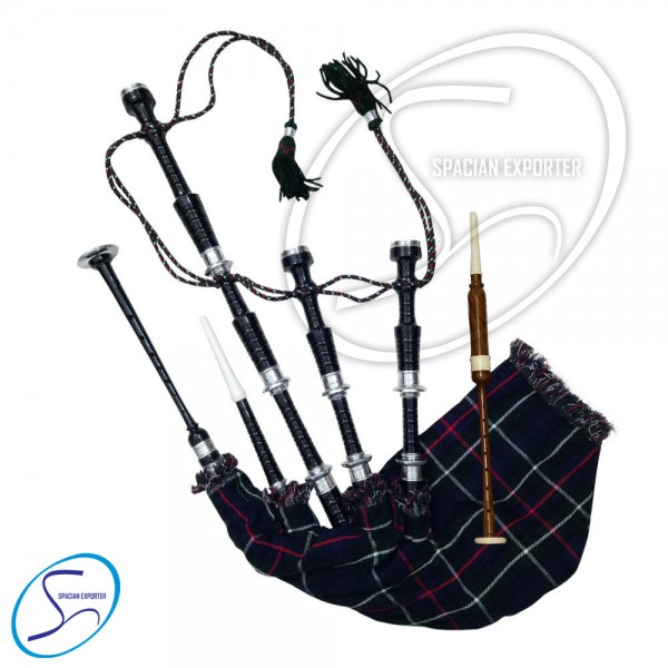 SCOTTISH KILTS INSTRUMENTS BAG PIPE BLACK FINISH MACKENZIE