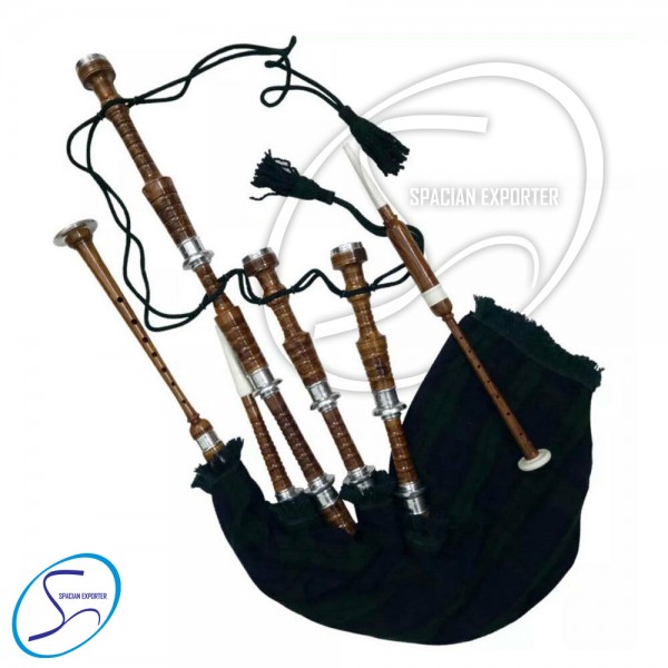 SCOTTISH KILTS INSTRUMENTS BAG PIPE NATURAL FINISH BLACK  WATCH